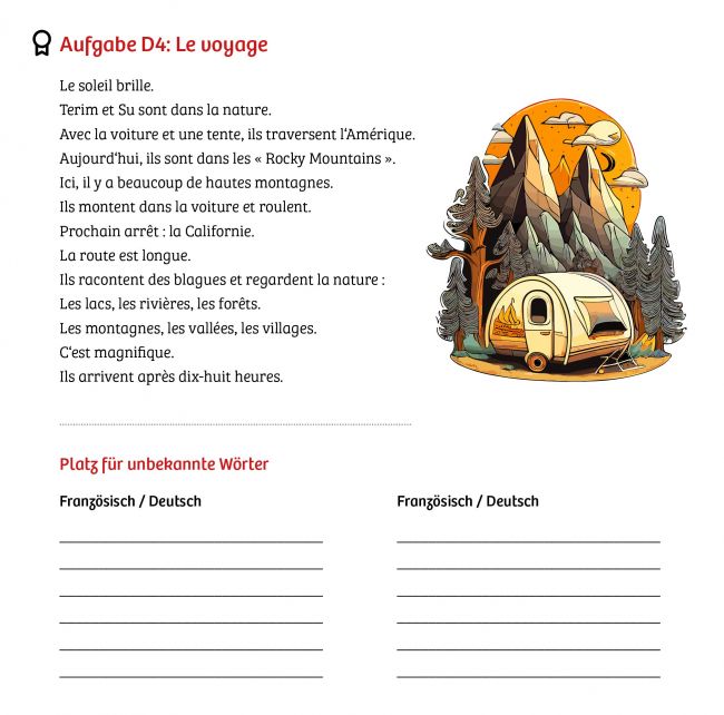 Französischer Text als Leseübung.
