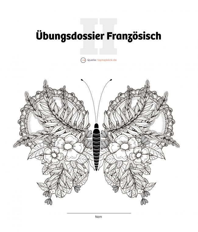 Deckblatt des Dossiers mit einem Schmetterling-Mandala darauf